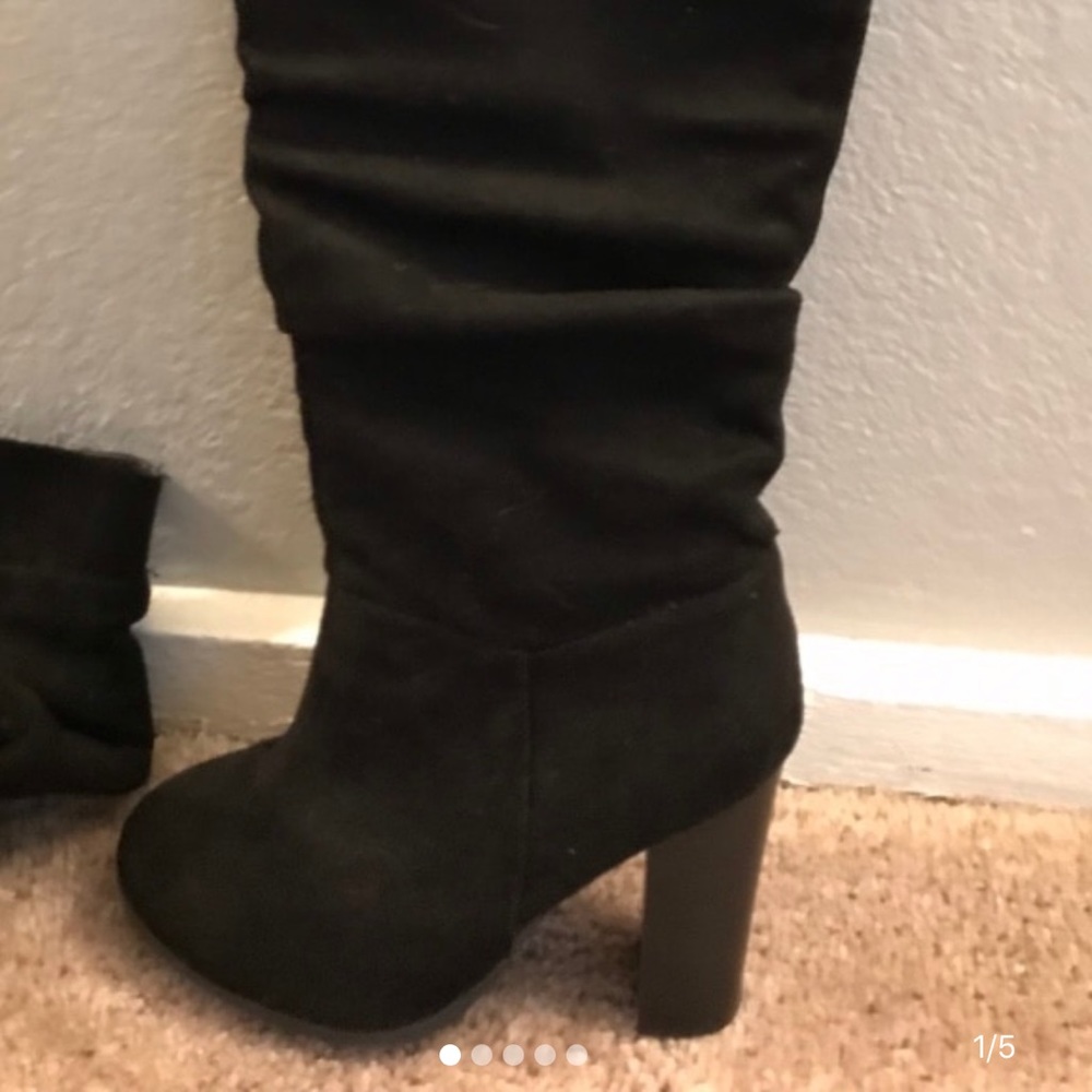 Venus Black Suede Knee High Boots